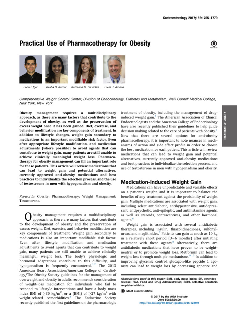 Pharmacotherapy for Obesity Management | PDF | Obesity | Antidepressant