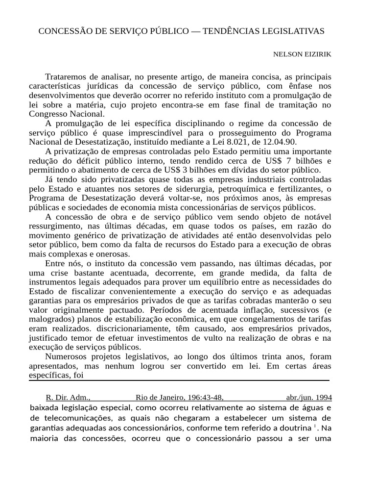 Concessão de Serviço Público: Análise Legal | PDF | Serviços públicos ...