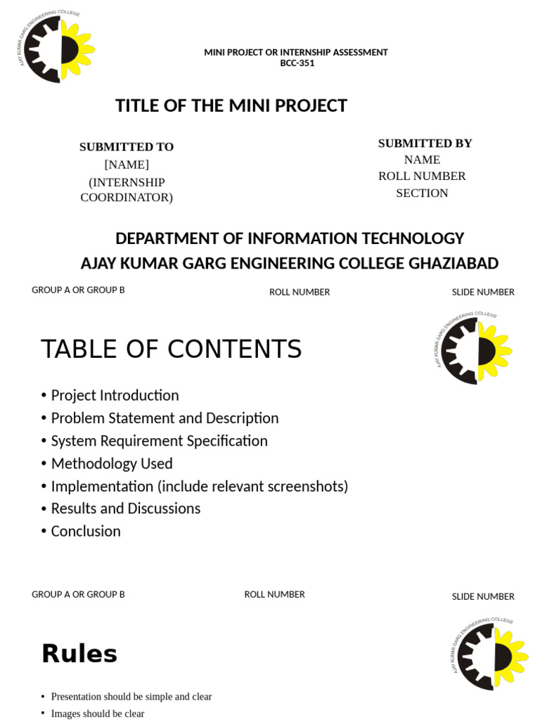 Mini Project or Internship PPT Format | PDF