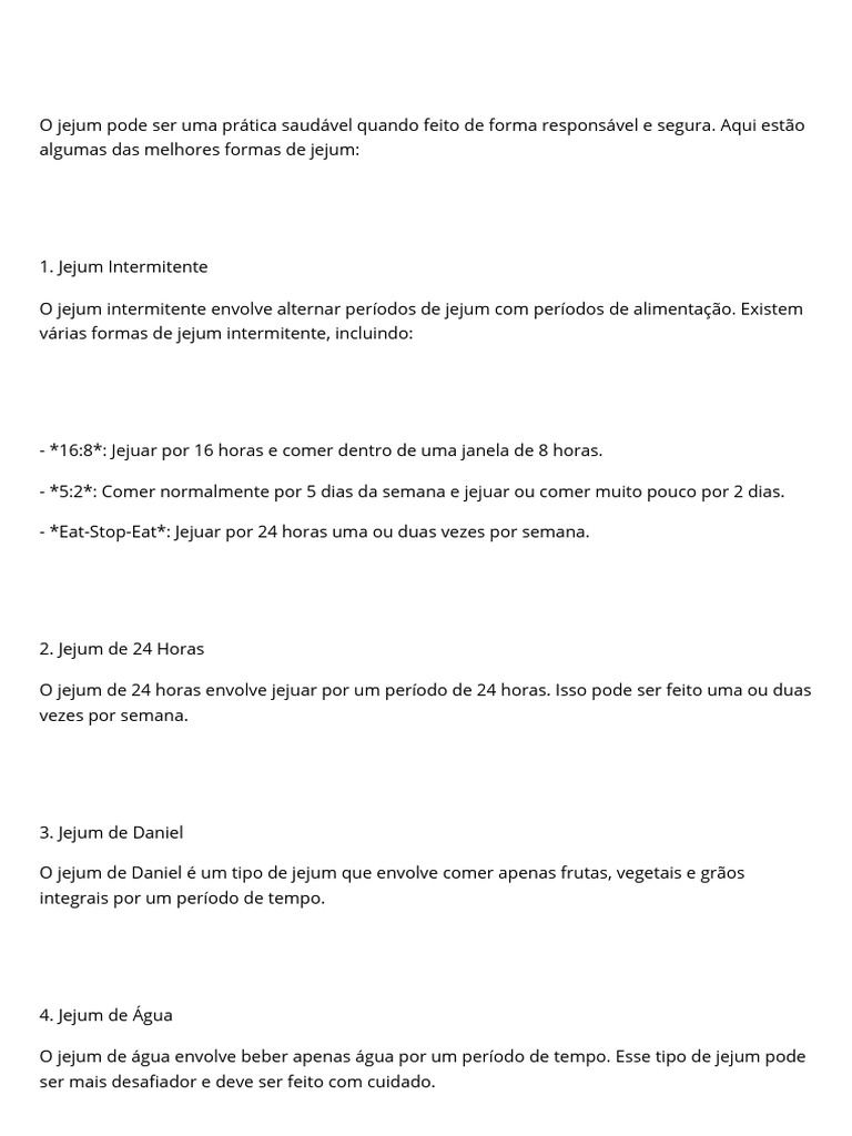 O Jejum Pode Ser Uma Prática Saudável Quando Feito de Forma Responsável ...