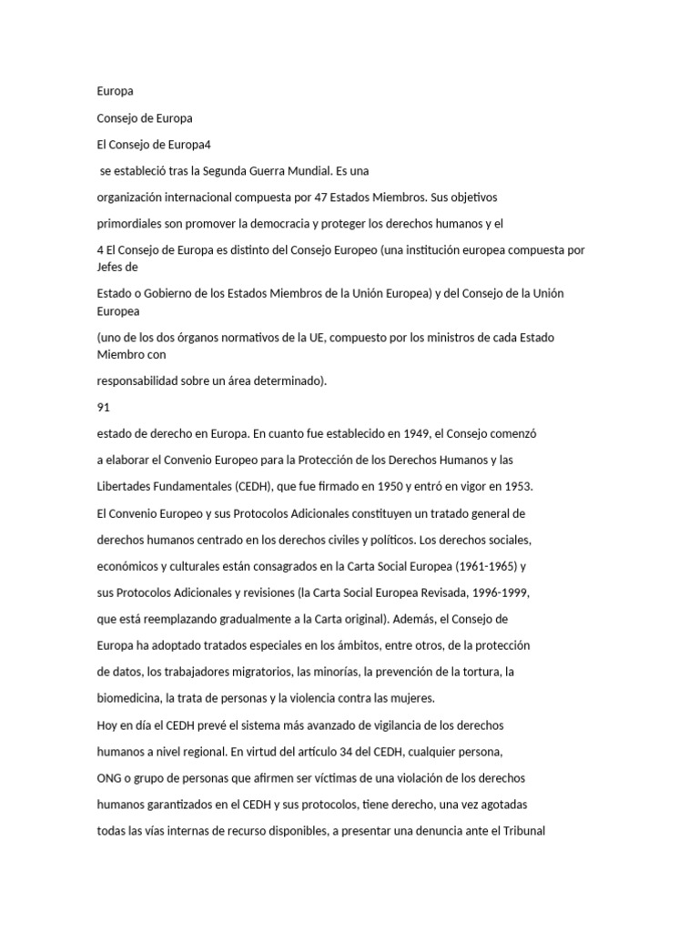 Consejo de Europa y Derechos Humanos | PDF | Convenio europeo de ...