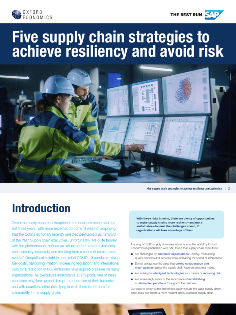 Five Supply Chain Strategies To Achieve Resiliency and Avoid Risk | PDF ...