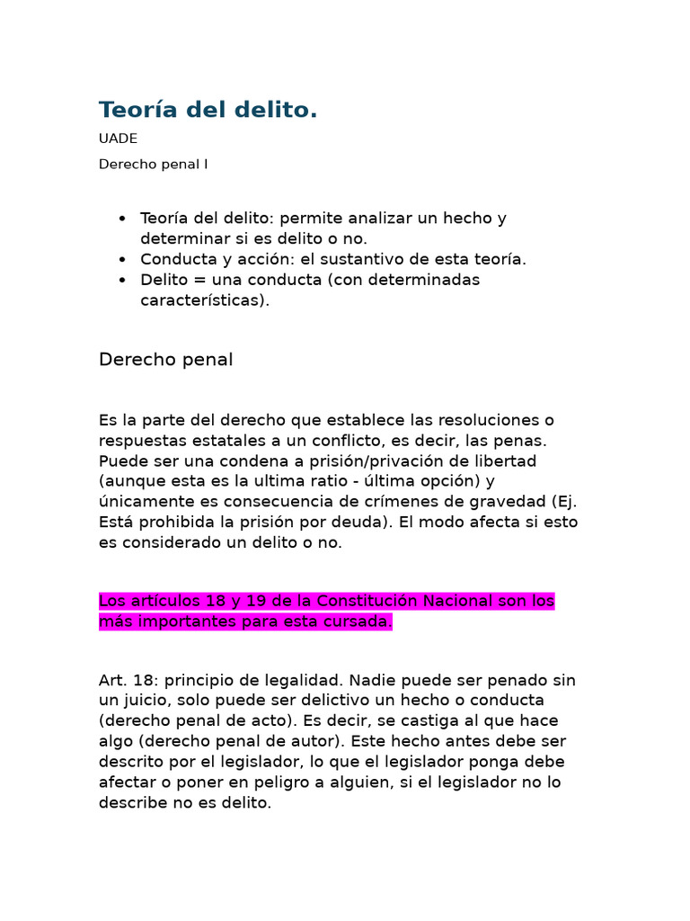 Teoría Del Delito | PDF | Derecho penal | Prisión