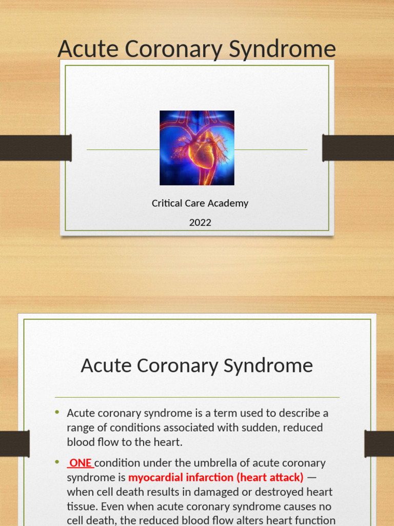 Acute Coronary Syndrome 2022 | PDF | Myocardial Infarction | Heart