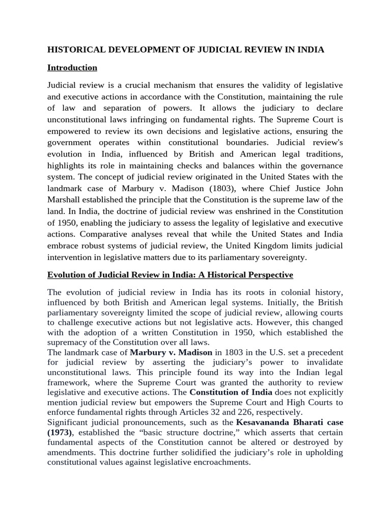 Evolution of Judicial Review in India | PDF | Judicial Review ...