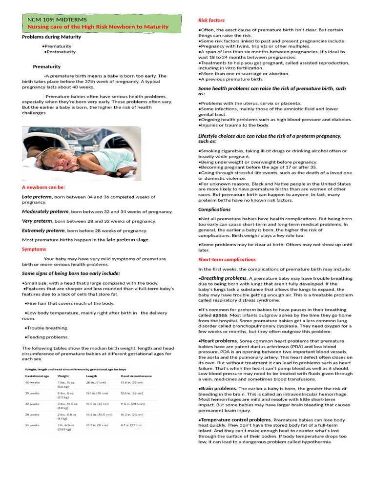 Understanding Prematurity Risks and Complications | PDF | Preterm Birth ...
