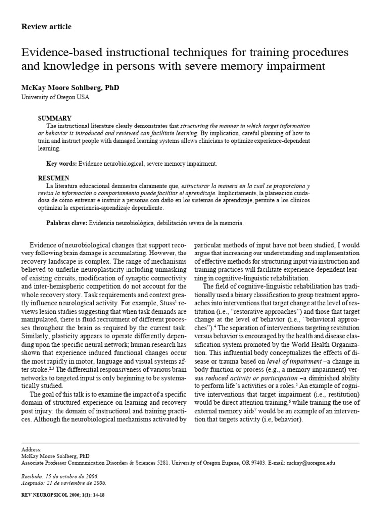Evidence-Based Techniques for Memory Training | PDF | Recall (Memory ...