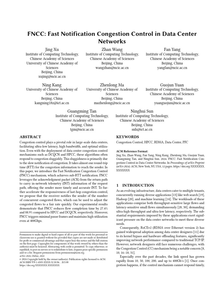 中科院fncc | PDF | Network Congestion | Transmission Control Protocol