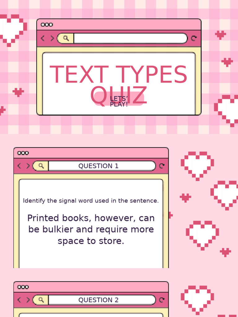 Text Types Quiz: Identify and Classify | PDF
