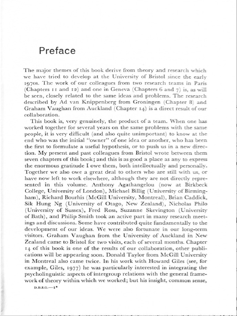 (Tajfel) Differentiation Between Social Groups (Preface) | PDF