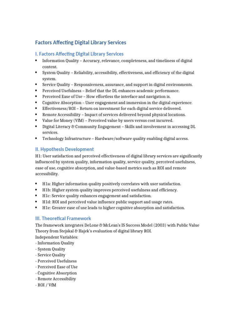 Factors Influencing Digital Library Services | PDF | Usability | Return ...
