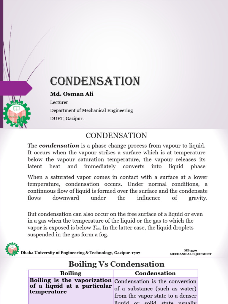 Understanding Condensation in Engineering | PDF | Heat Transfer | Liquids