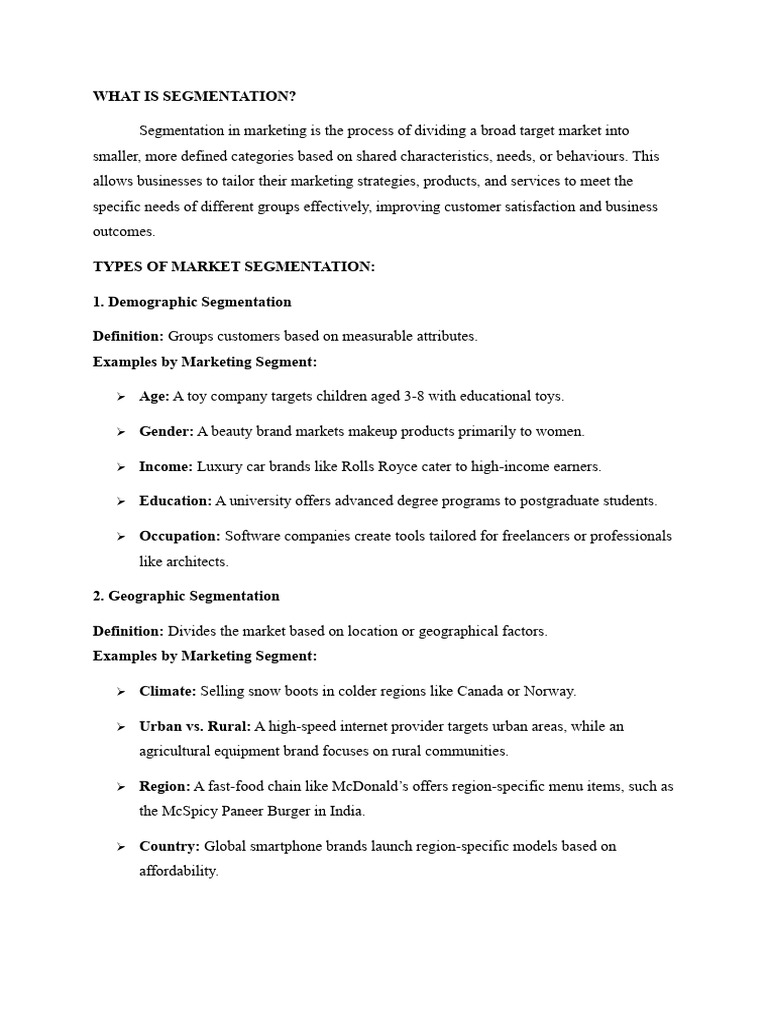 Understanding Market Segmentation Strategies | PDF | Marketing | Market ...