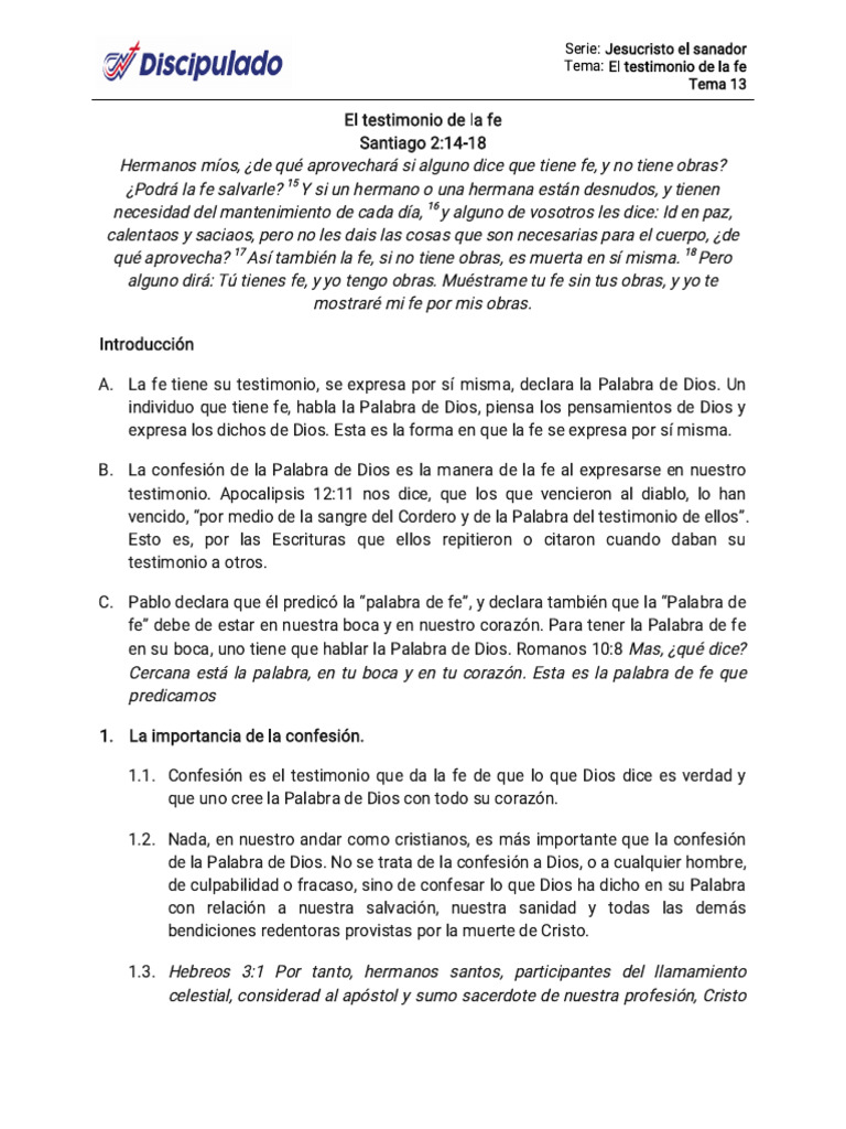 El Testimonio de la Fe en Acción | PDF | Cristo (título) | Jesús