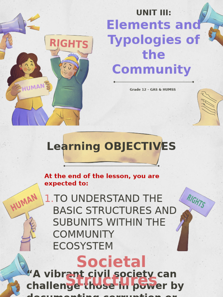 Unit III Elements and Typologies of The Community | PDF | Society ...