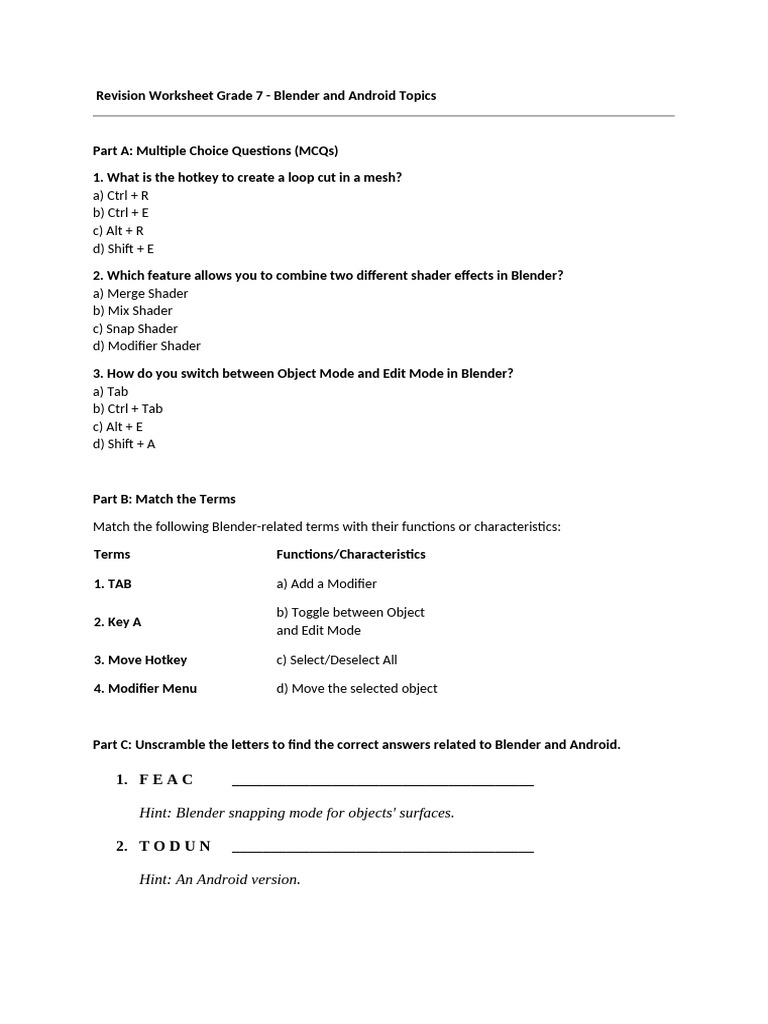 Revision Grade7 Cs Og Sheet | PDF