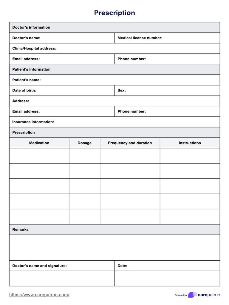 Prescription Template Example | PDF
