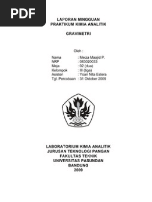 Laporan Mingguan Praktikum Kimia Analitik Gravimetri