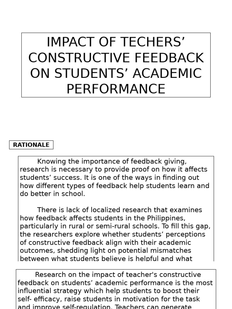 Teachers' Feedback Impact on Student Performance | PDF | Teachers ...