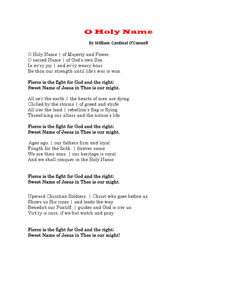 O Holy Name Hymn Lyrics | PDF
