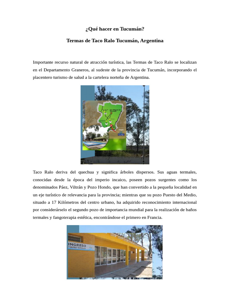 Termas de Taco Ralo: Turismo en Tucumán | PDF | Turismo
