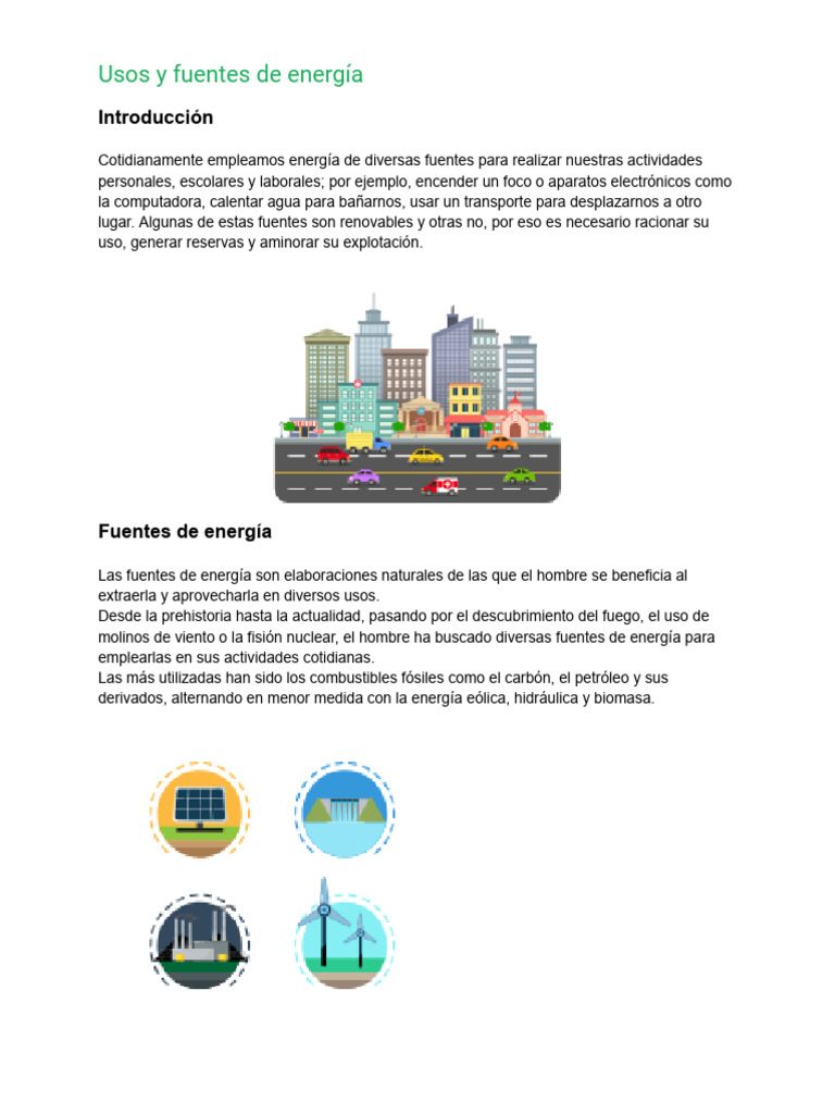 Fuentes de energía en la vida diaria | PDF | Desarrollo energético ...