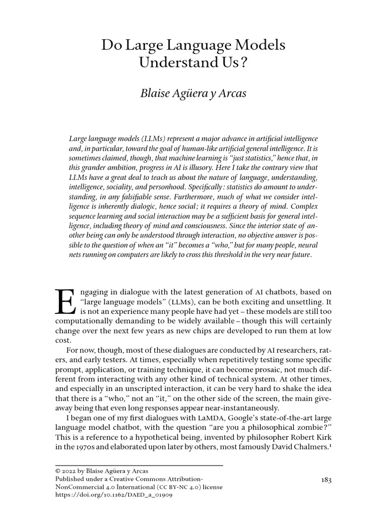 Do Large Language Models Understand? | PDF | Consciousness | Artificial ...