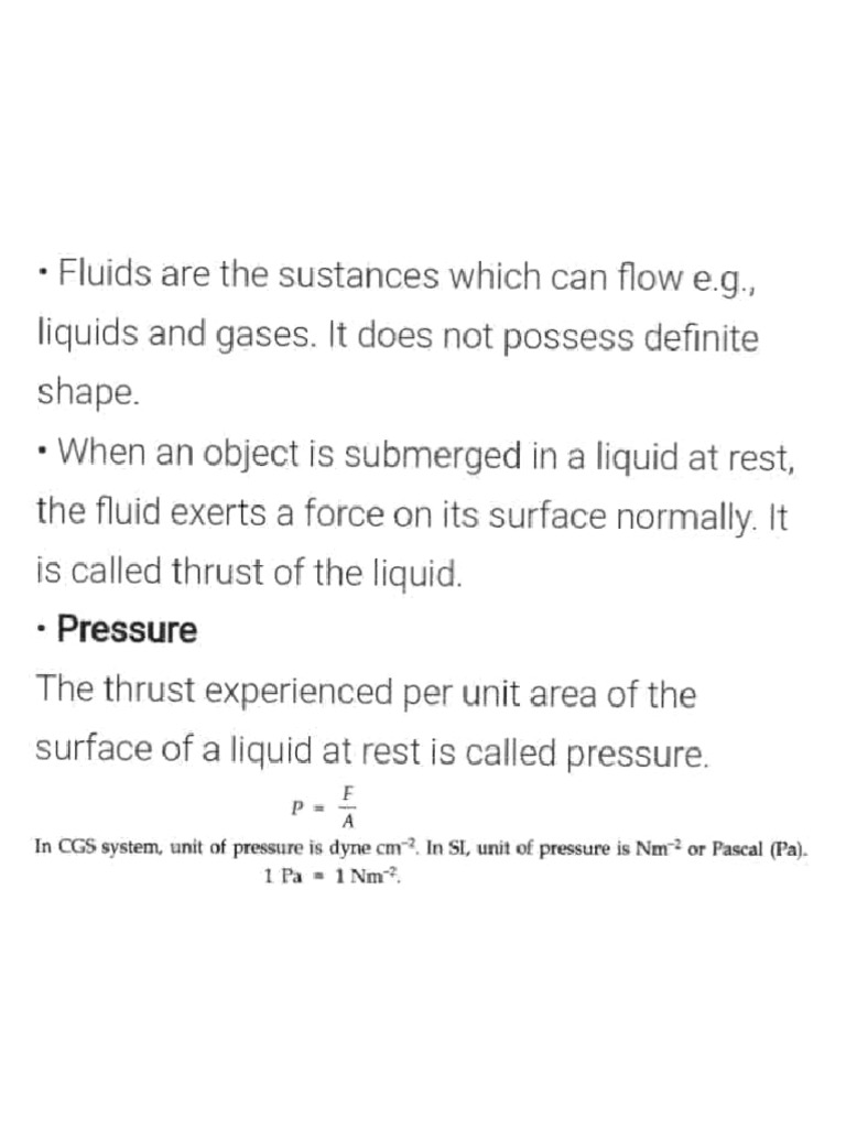 Class Notes On Mechanical Properties of Fluids | PDF | Pressure ...