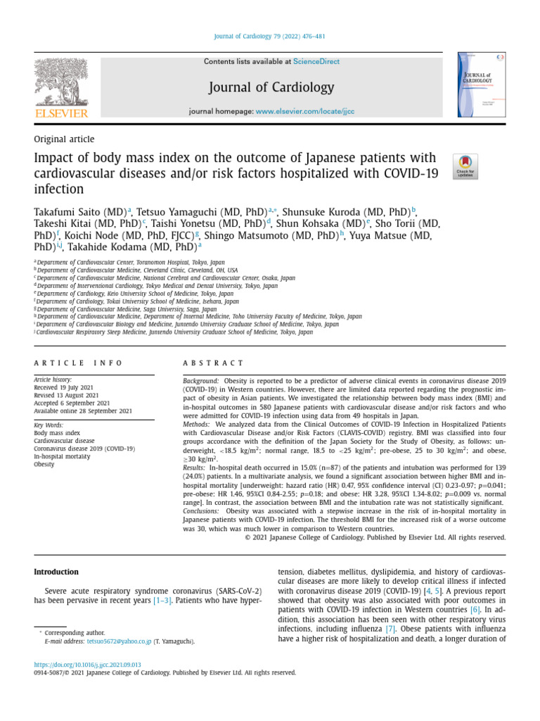1 s2.0 S0914508721002550 Main | PDF | Body Mass Index | Cardiology