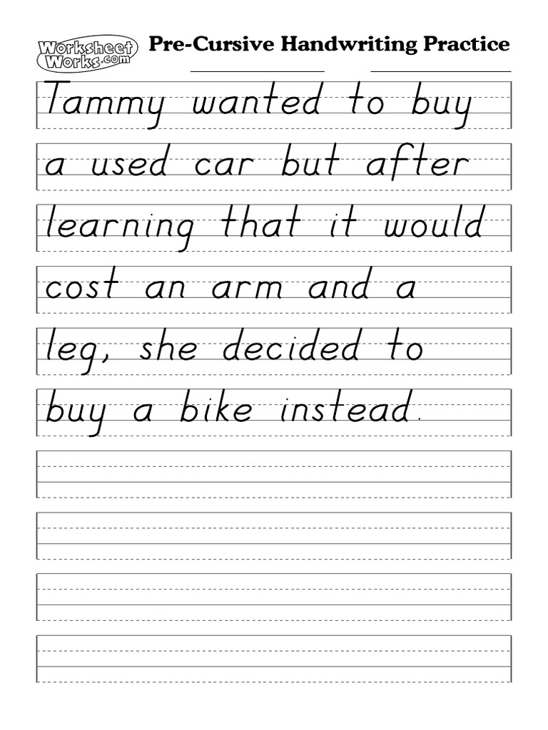 Pre-Cursive Handwriting Practice: Name: Date | PDF