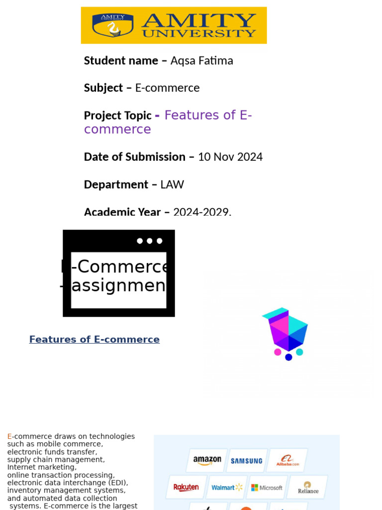 E-Commerce Assignment: Key Features | PDF | E Commerce | Security