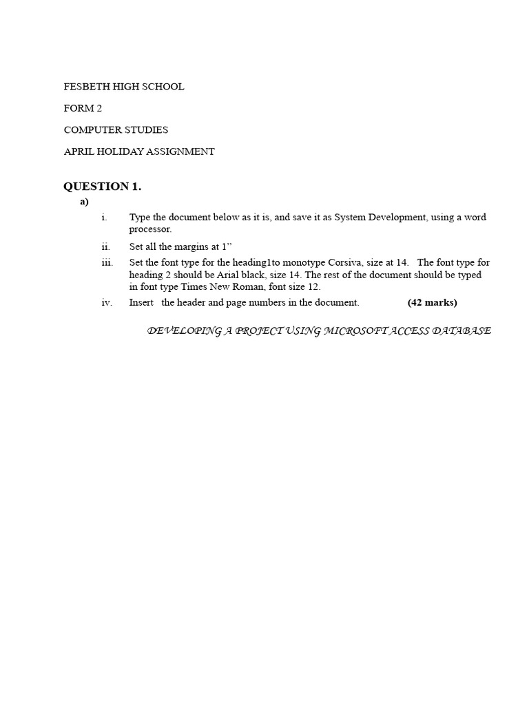 Computer Studies Holiday Assignment | PDF | Computing