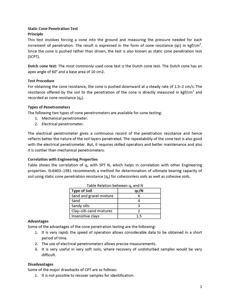 Cone Penetration Test | PDF | Clay | Natural Materials