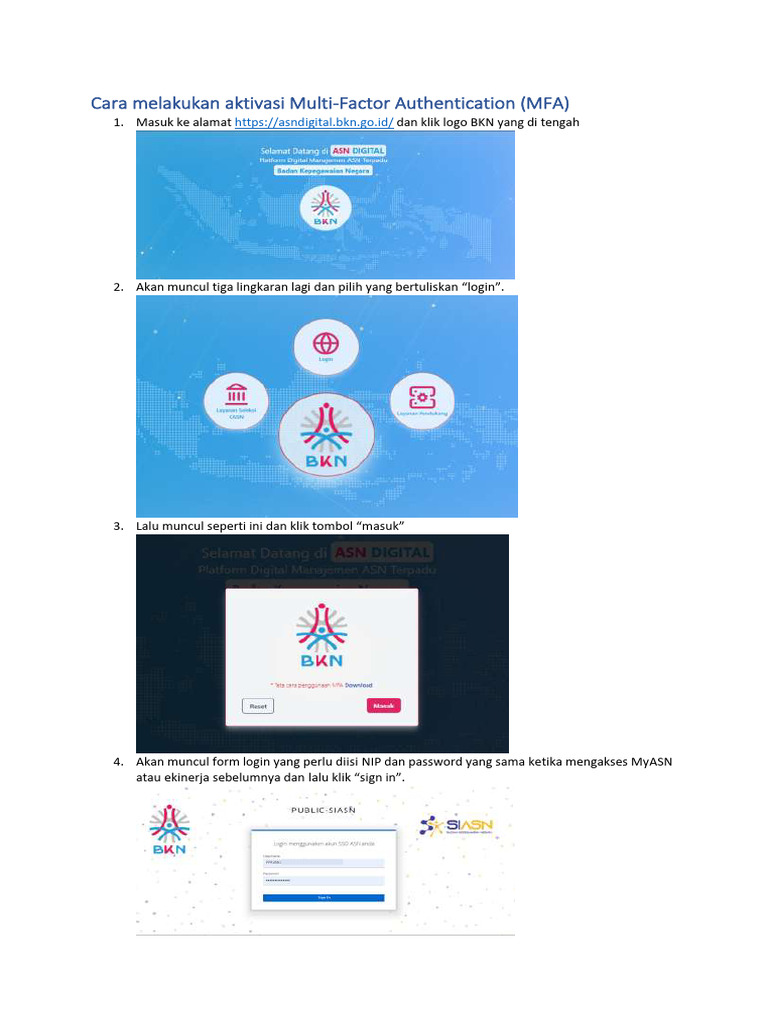 Aktivasi MFA di ASN Digital BKN | PDF