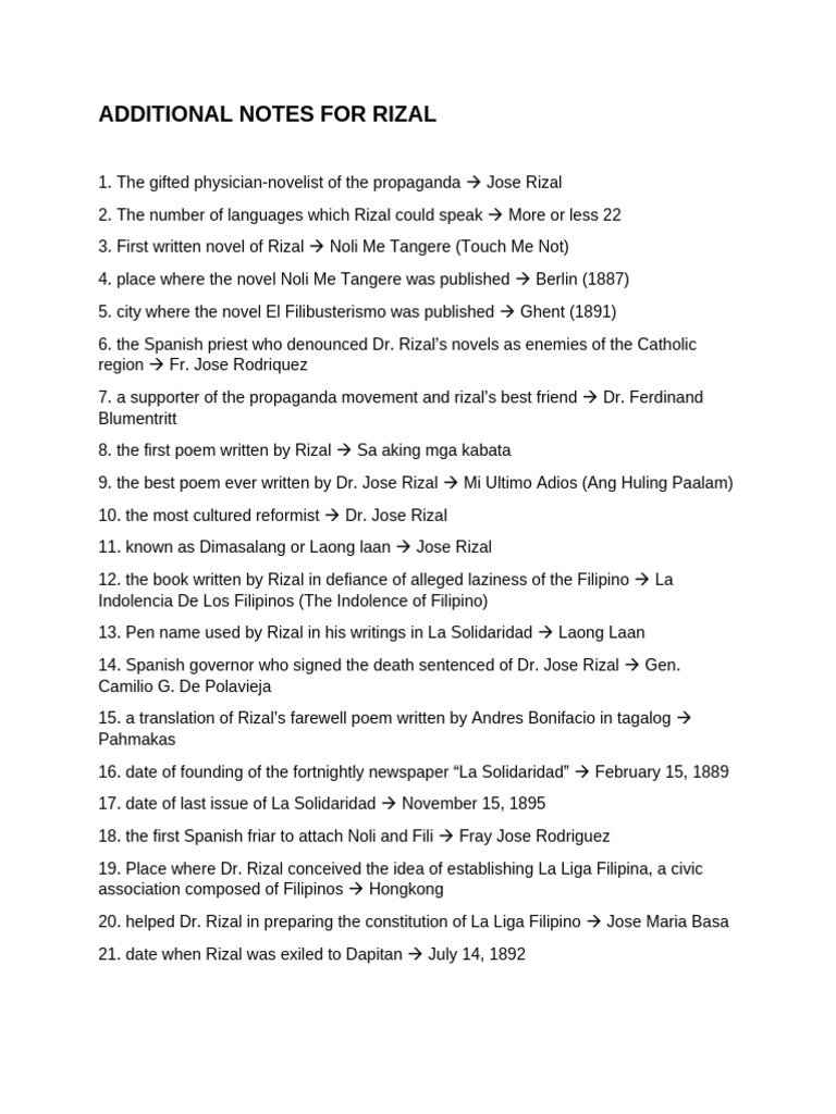 Key Facts About Jose Rizal's Life | PDF