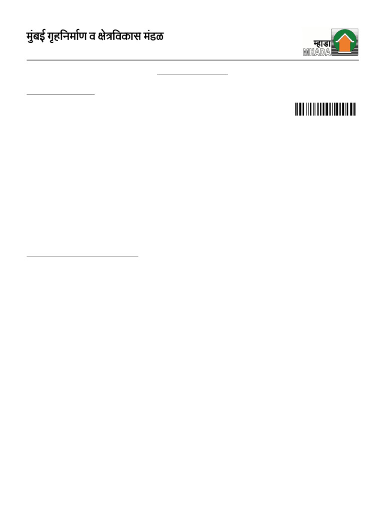 Mumbai Housing and Area Development Board Payment Receipt: Application ...