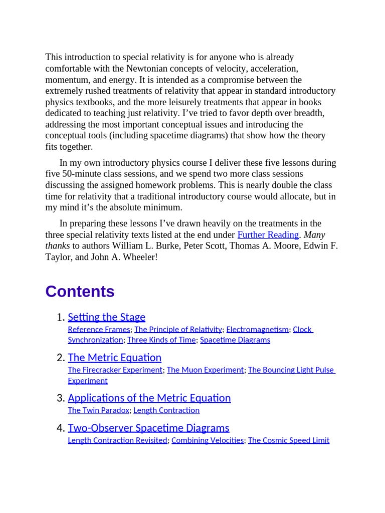 Introduction to Special Relativity Concepts | PDF | Special Relativity ...