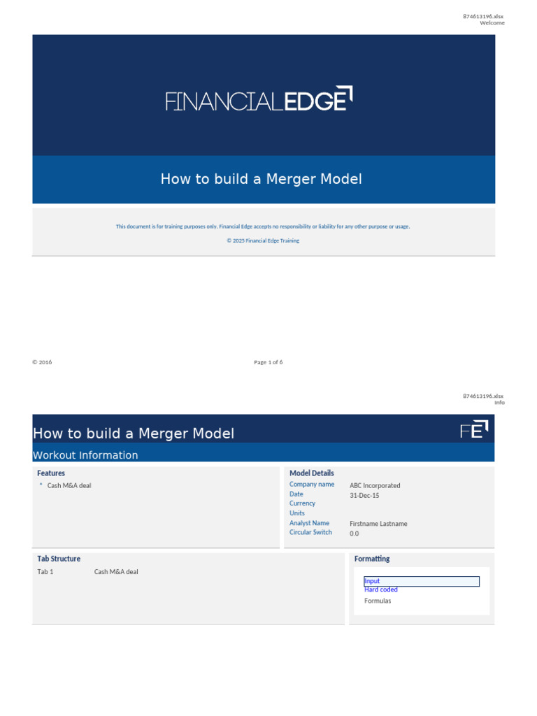 How To Build A Merger Model Workout Empty | PDF | Mergers And ...