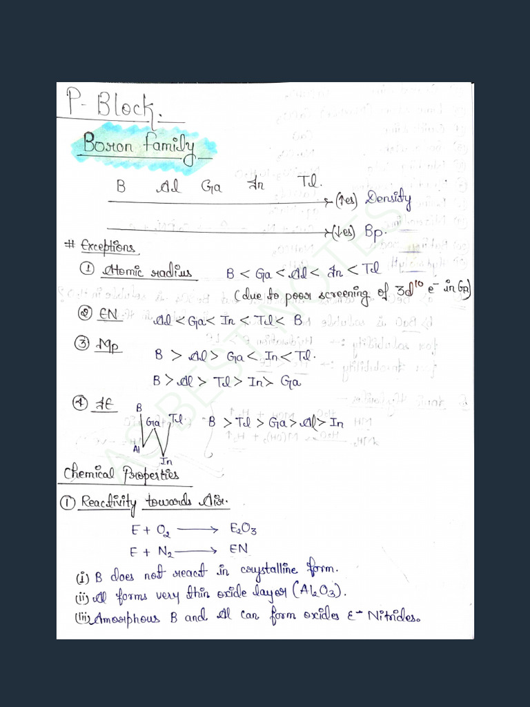 P Block Elements Study Guide | PDF | Periodic Table | Sets Of Chemical ...
