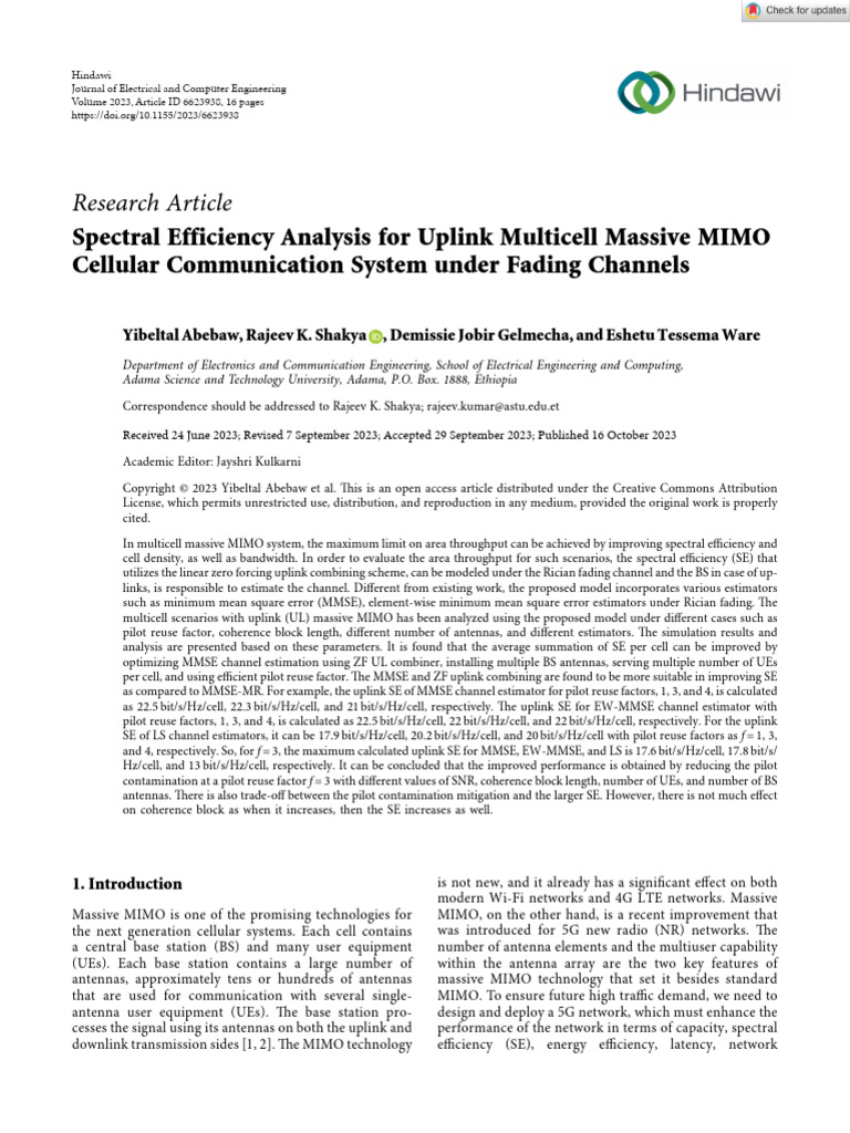 Ew Mmse | PDF | Mimo | Cellular Network