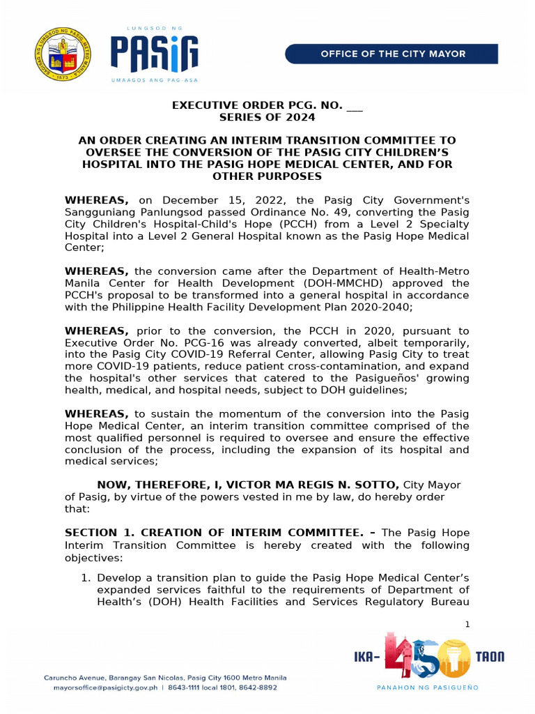 EO - CREATING INTERIM TEAM 2024 | PDF | Social Programs | Health Care