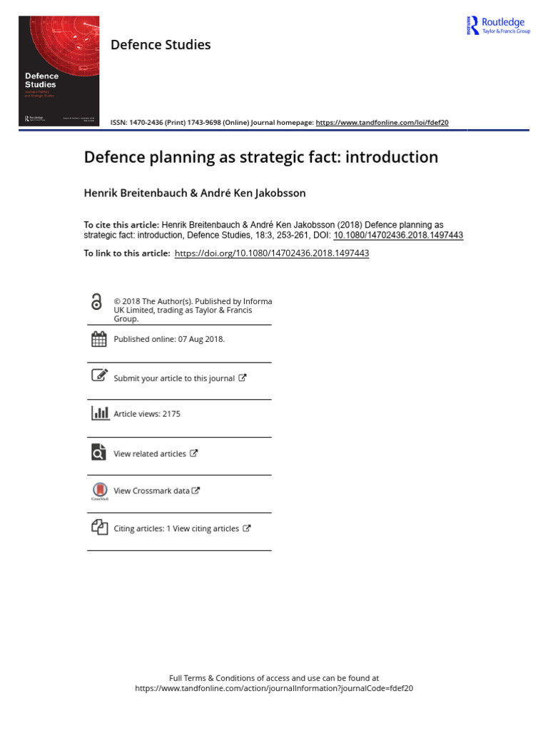 Defence Planning As Strategic Fact Intro | PDF | Military | Policy