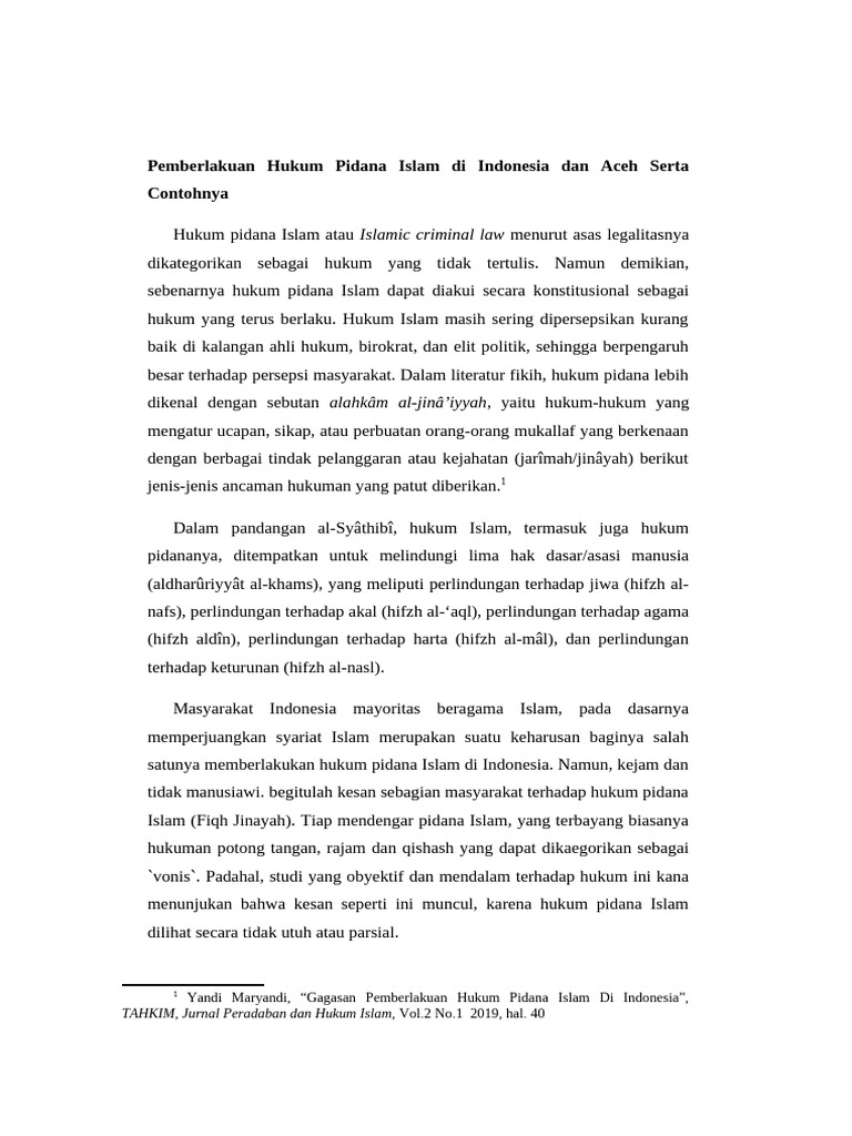 Penerapan Hukum Pidana Islam di Indonesia | PDF