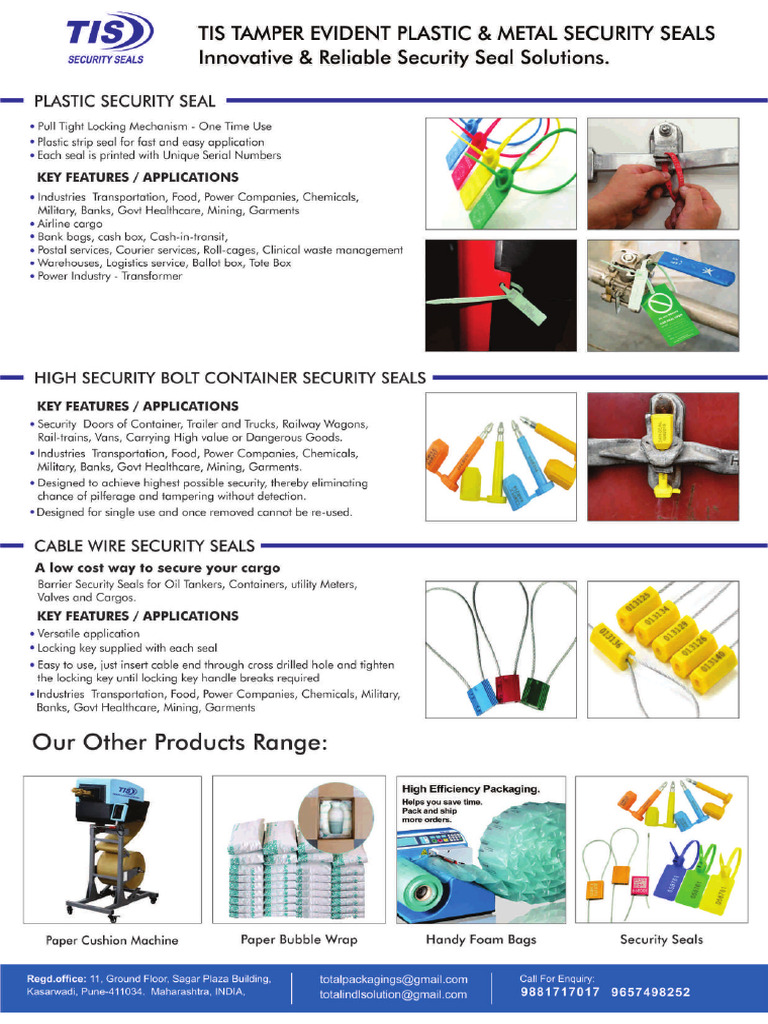 High Security Tamper Proof Plastic Security Seal | PDF