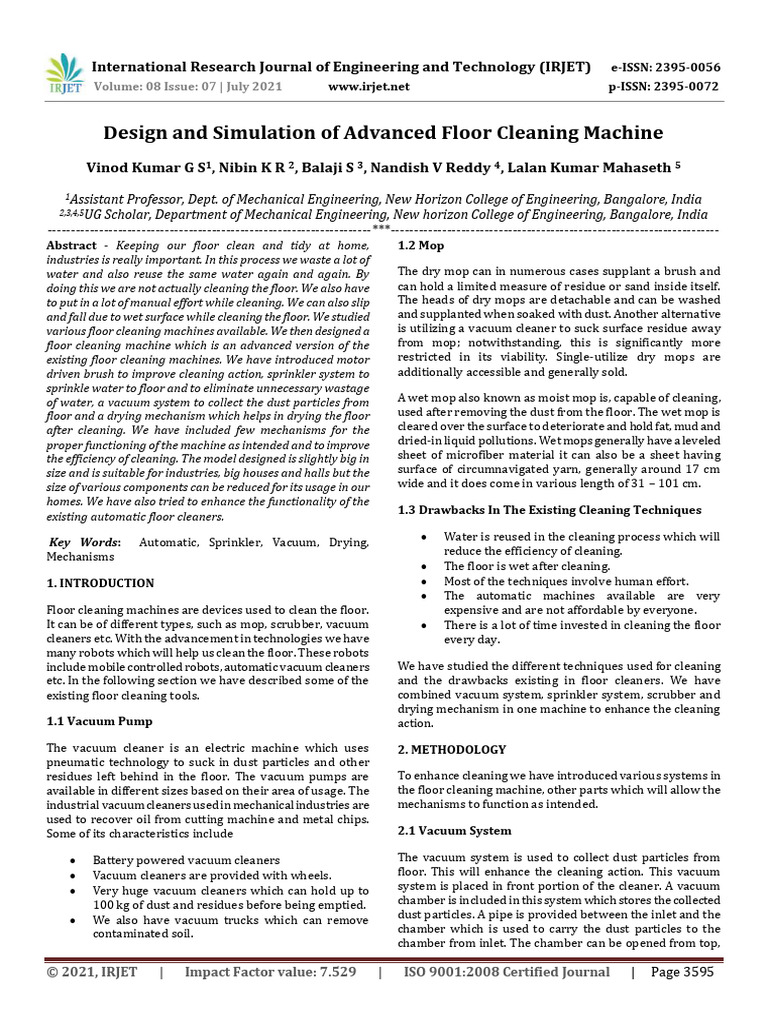 IRJET Design and Simulation of Advanced | PDF | Vacuum Cleaner ...