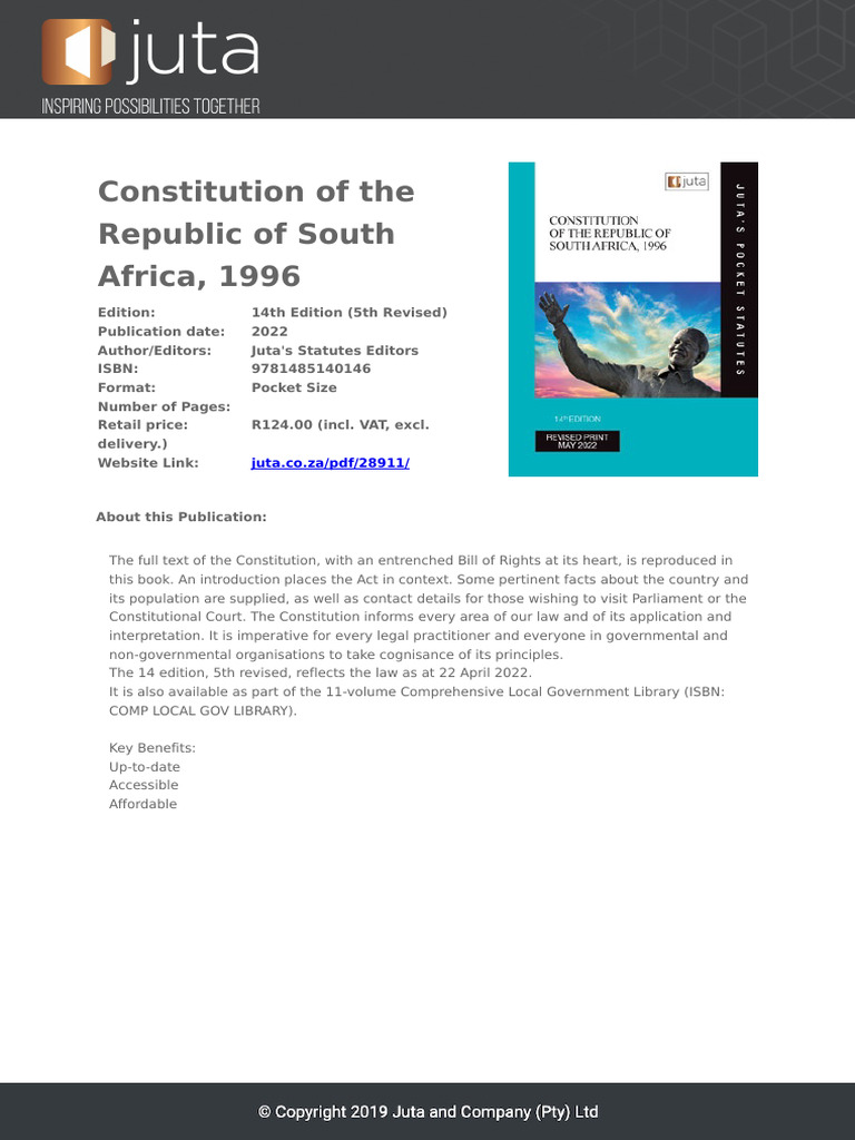 South Africa's 1996 Constitution Overview | PDF