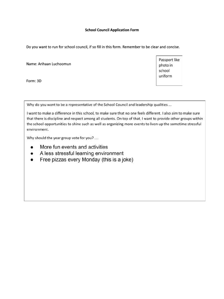 Form 4D Arihaan Luchoomun SC Application 2024 | PDF
