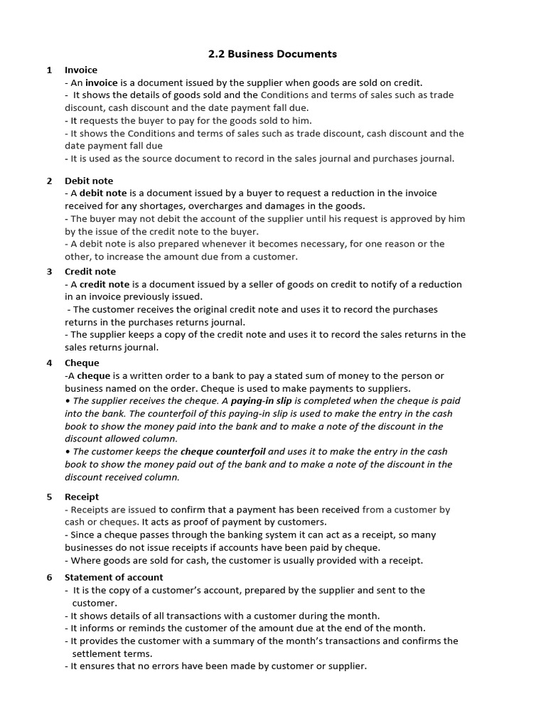 Key Business Accounting Documents | PDF | Receipt | Debits And Credits