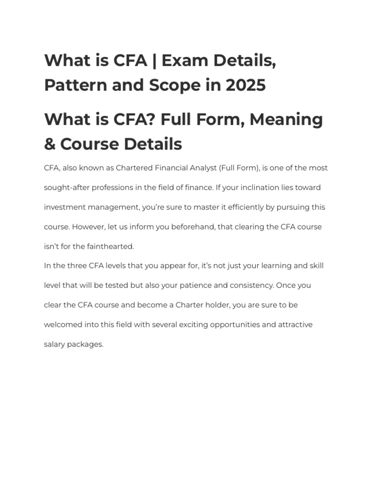 CFA Exam Pattern and Syllabus 2025 | PDF | Financial Economics | Business