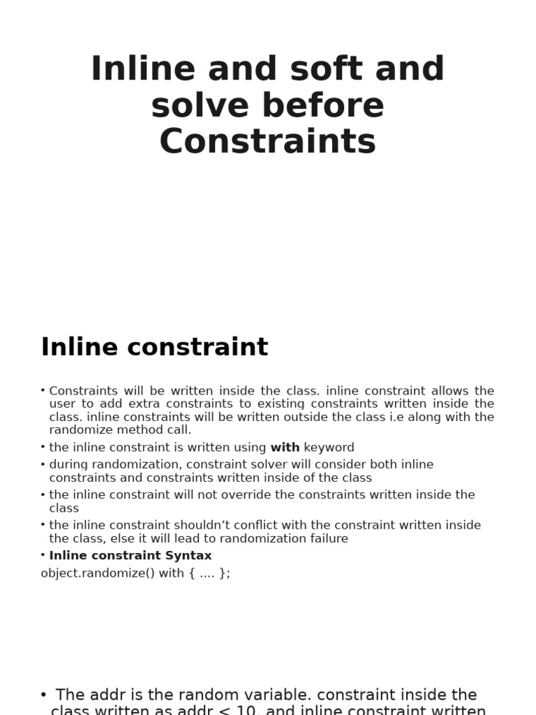 Inline and Soft Constraints in SV | PDF | Variable (Mathematics ...